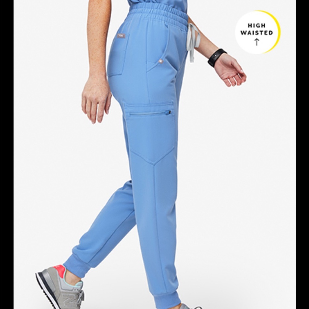 Figs Ceil Blue High Waisted Joggers